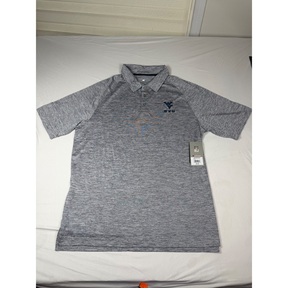 Colosseum West Virginia Mountaineers WVU Polo Shirt Mens Large Gray NWT